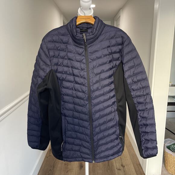 32 Degrees Puffer Jacket Womens 2XL Blue Black Down Outdoor Hiking Lightweight - Picture 1 of 10